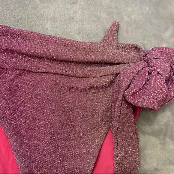 New! Beach Riot Claire sparkle ombré side tie bottoms purple 24994 - Picture 6 of 10